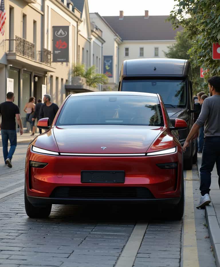 Urban Elegance: Tesla Amidst European Charm