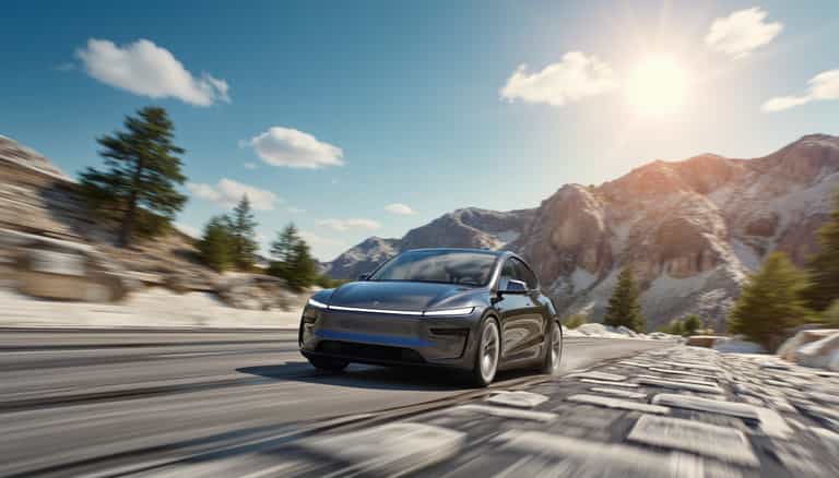 Electric Adventure: Driving Through Mountain Majesty