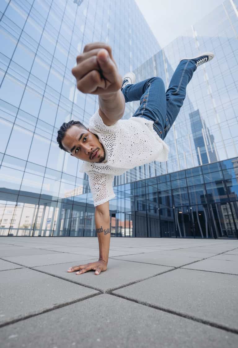 Urban Acrobatics: Handstand Against the Skyline