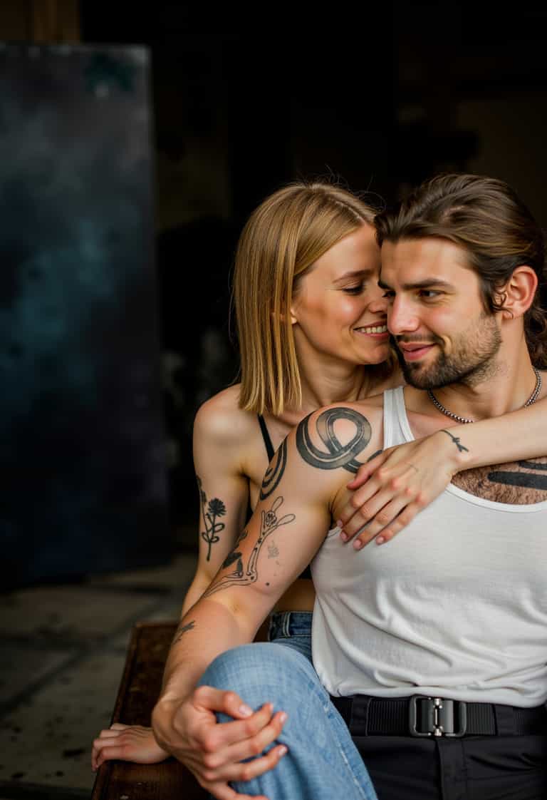 Intimate Connection: Tattooed Embrace