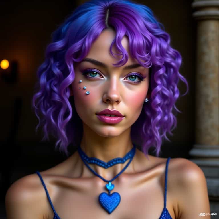 Vibrant Fantasy: The Purple-Haired Enchantress