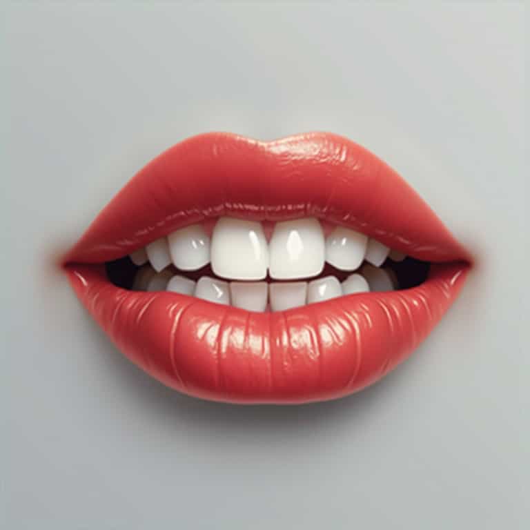 **Glossy Red Lips and Perfect Teeth**