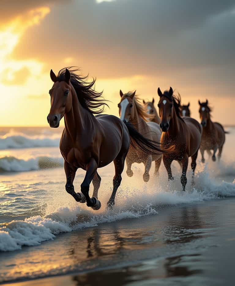 Wild Horses at Sunset