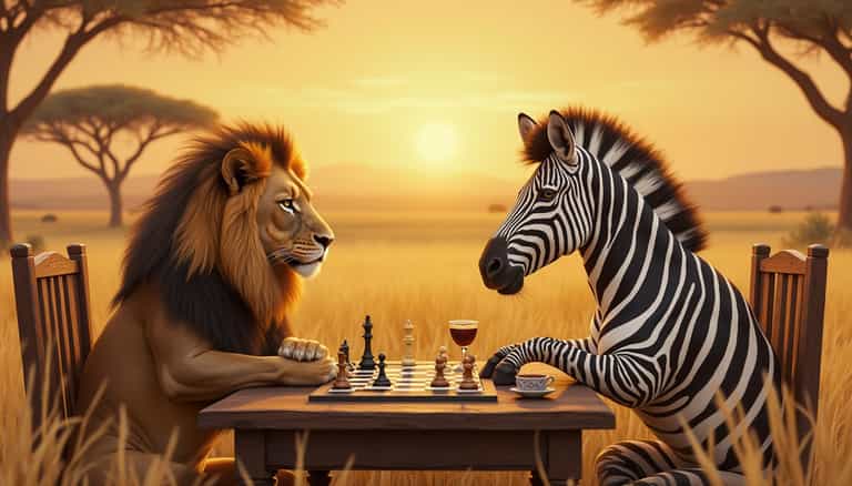 Chess in the Savannah: A Lion and Zebra's Game
