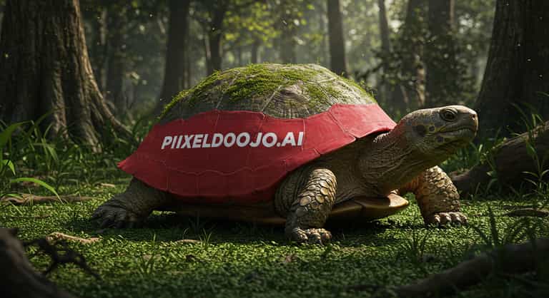 Branded Tortoise in the Forest
