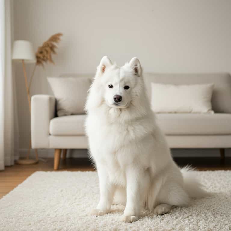 Samoyed in a Minimalist Living Room