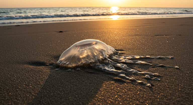 Jellyfish at Sunset on the Beach