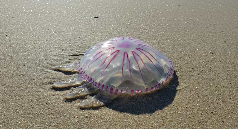 **Stranded Elegance: A Jellyfish on the Shore**