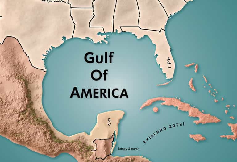 Stylized Map of the Gulf of Mexico with Creative Labels