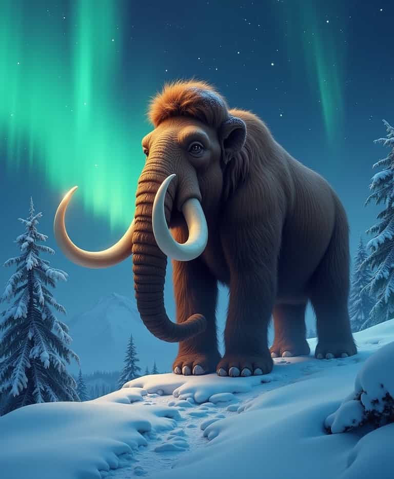 Mammoth Under the Northern Lights