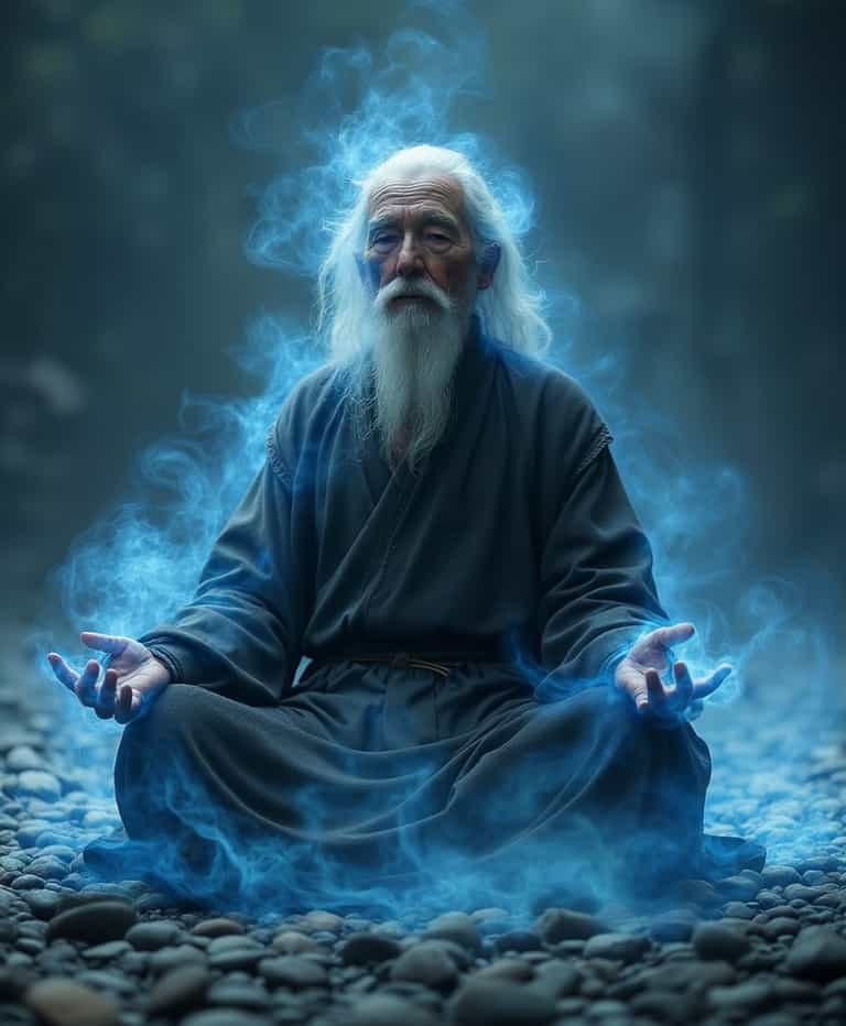 Enlightened Sage in Blue Mist