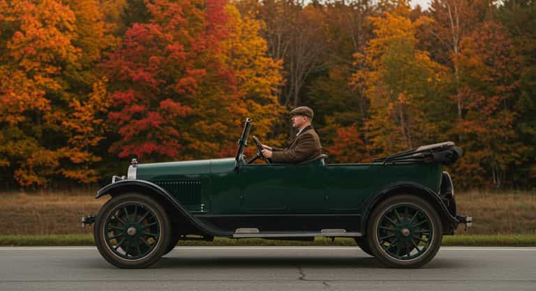 Autumn Drive in a Vintage Car