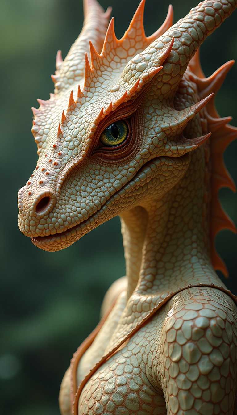 Anthropomorphic Dragon in Forest Light