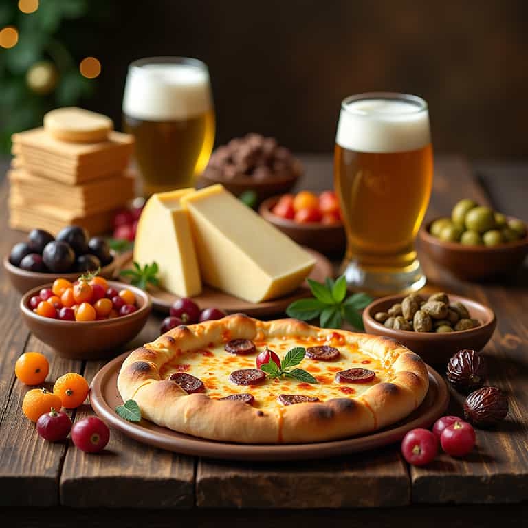 Rustic Pizza and Beer Spread