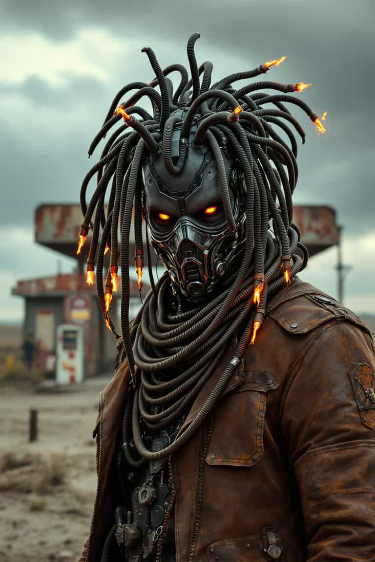 Flaming Cyberpunk Sentinel