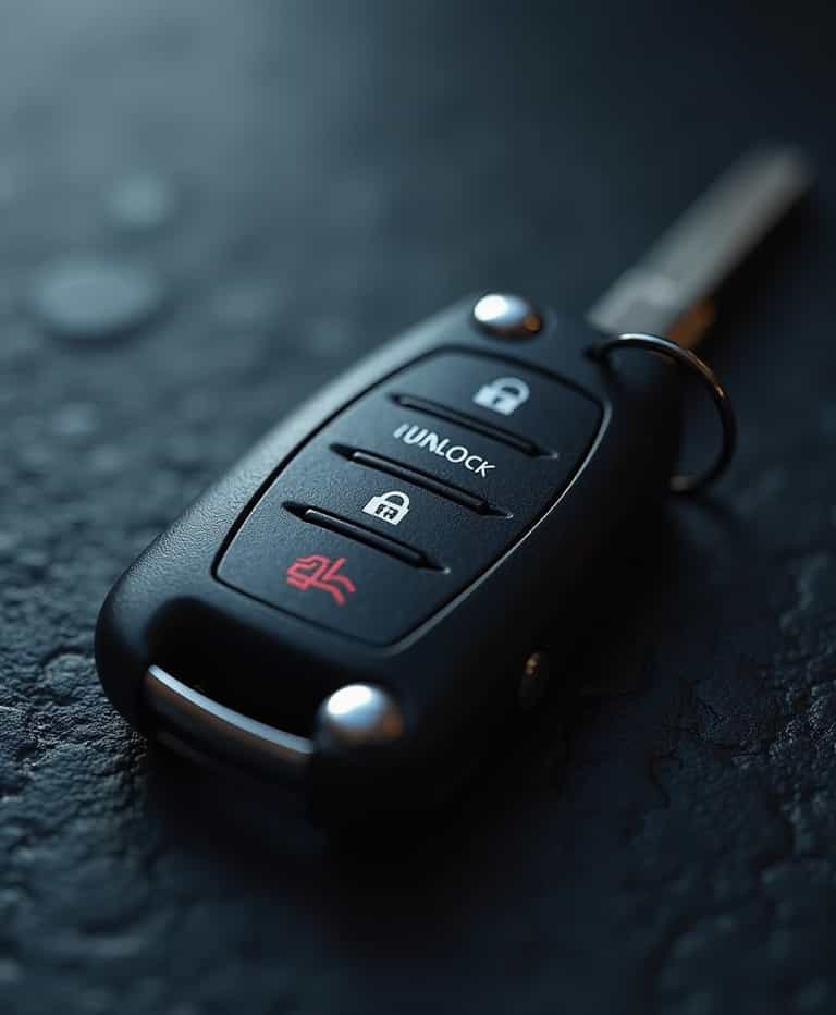 Modern Car Key Fob on Textured Surface