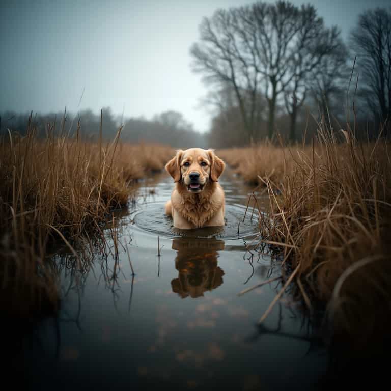Golden Retriever in Misty Waters