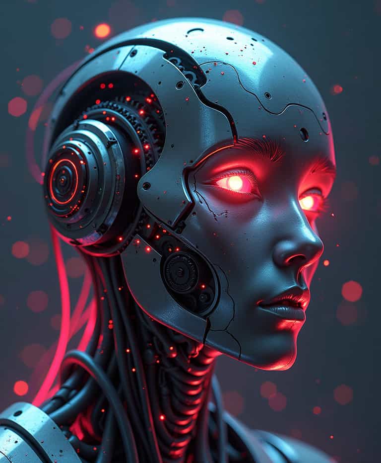 Sentinel of the Future: The Glowing-Eyed Robot