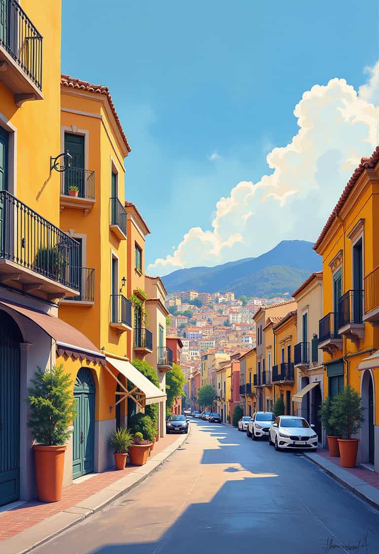 Sunlit Mediterranean Street