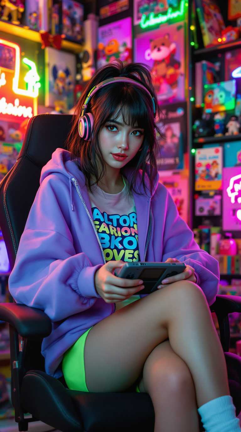Neon Gamer Girl
