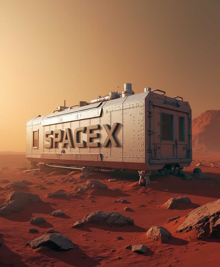 SpaceX Mars Habitat at Sunset