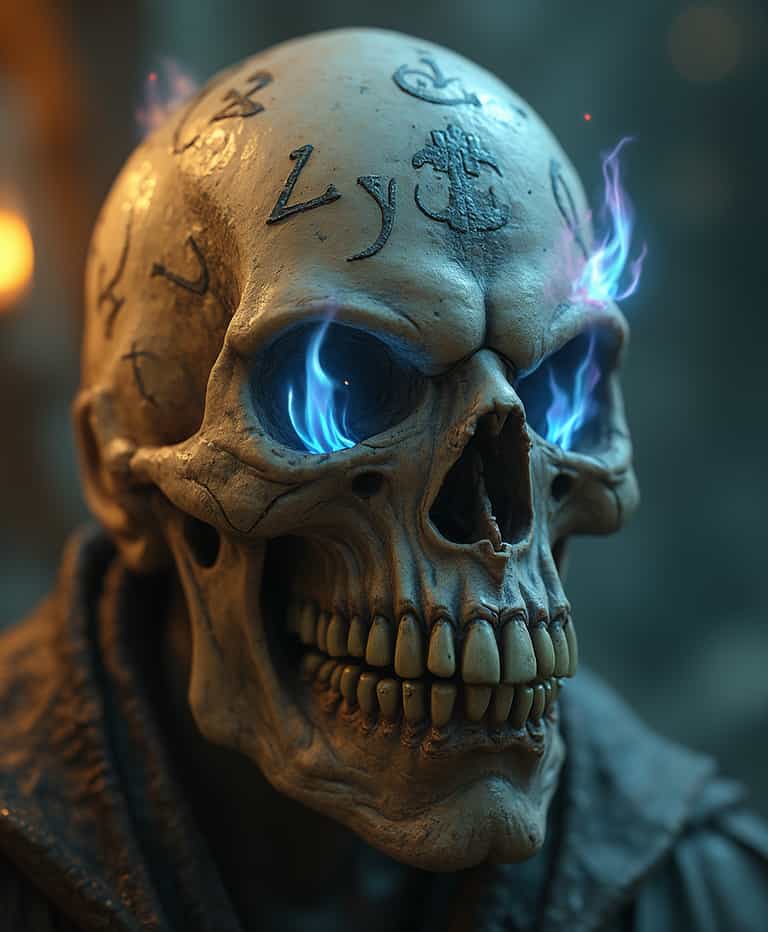 Flame-Eyed Skull Mask