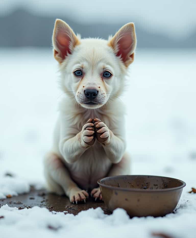 Puppy's Plea in the Snow