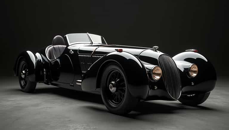 Classic Elegance: A Vintage Black Roadster