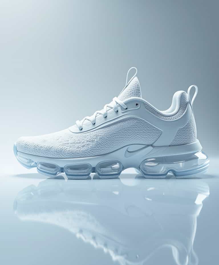 Futuristic White Sneaker with Transparent Air Sole