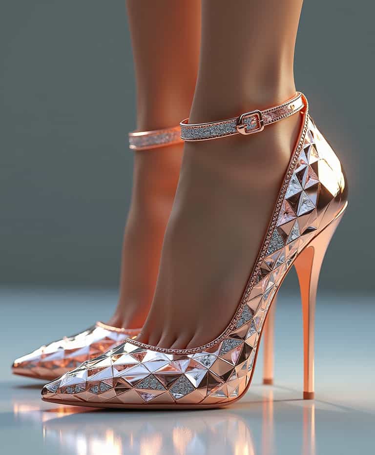 Rose Gold Mosaic High Heels