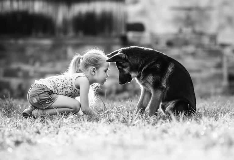 Timeless Bond: Girl and Puppy