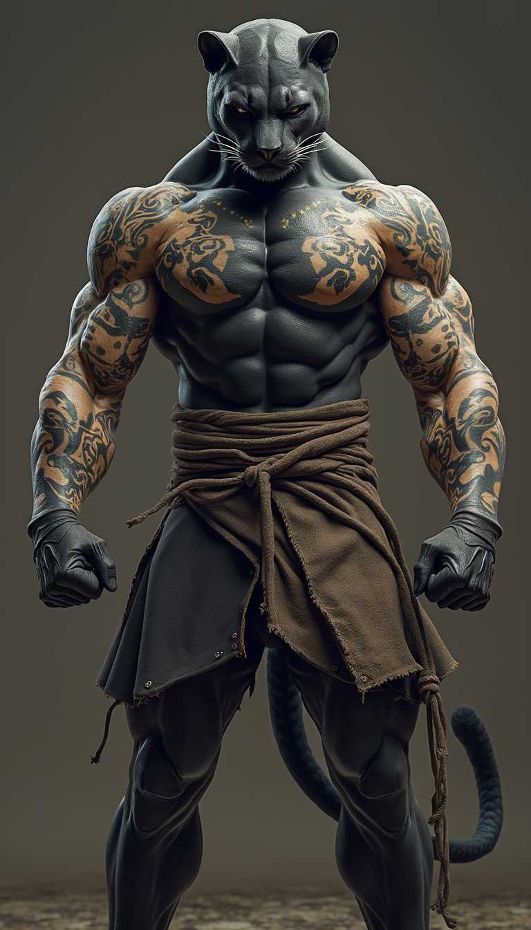 **Guardian of the Jungle: The Tattooed Panther Warrior**