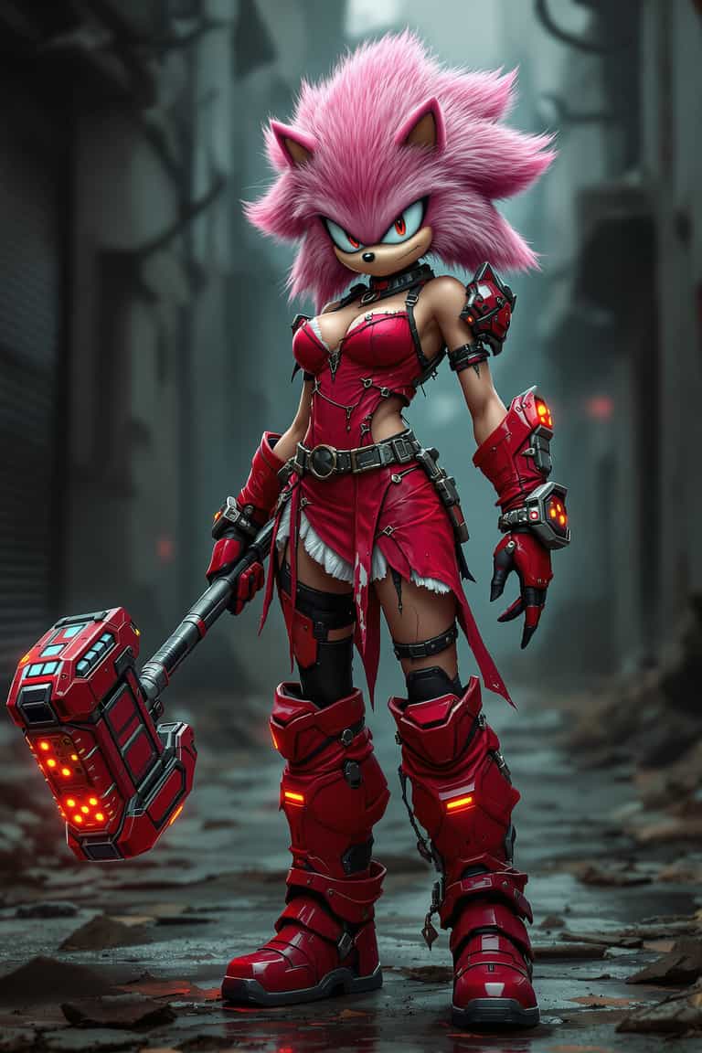 **Futuristic Warrior in a Dystopian Cityscape**
