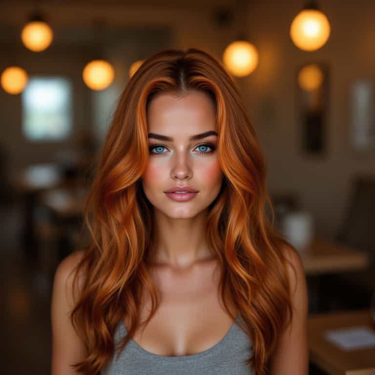 **Fiery Elegance in a Cozy Café**