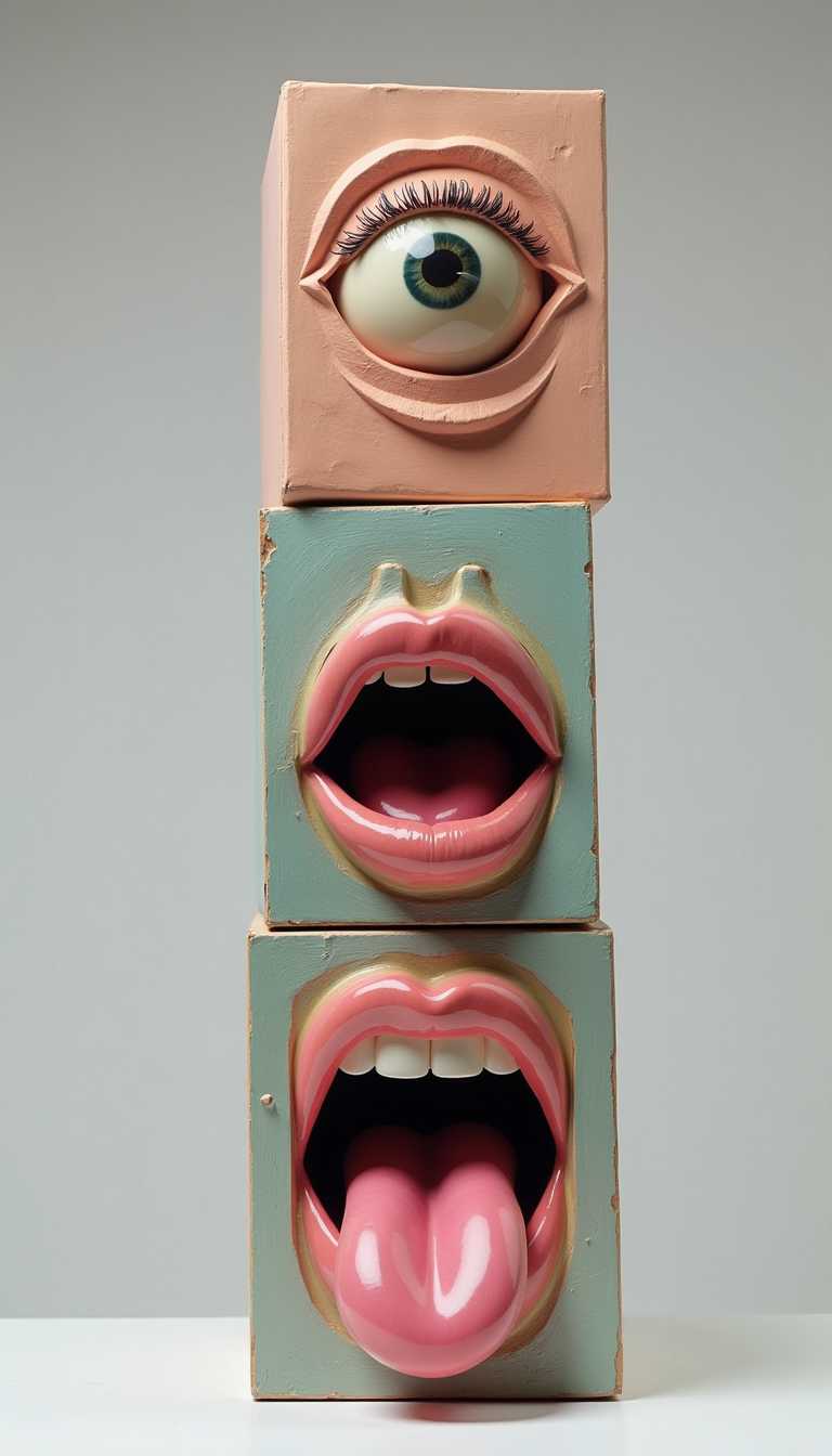 Anthropomorphic Cubes: Eye, Lips, and Tongue