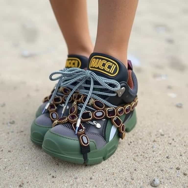 **Luxury Sneakers on the Sand**