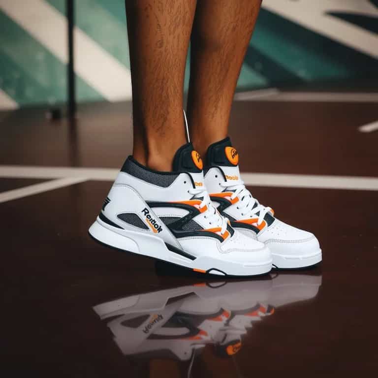 Reebok Basketball Shoes on Reflective Court