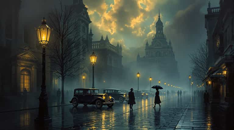Evening Rain in a Vintage City