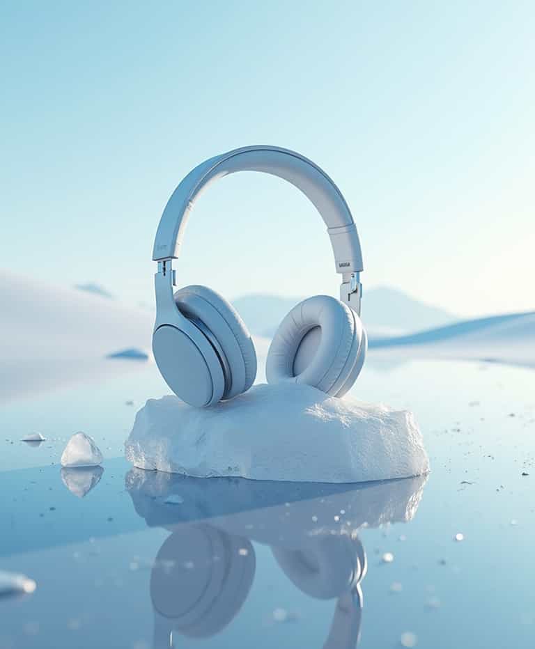 Icebound Audio: Headphones in a Wintry Wonderland