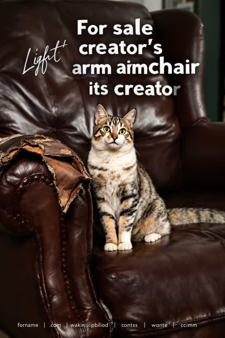 Cat's Masterpiece: The Worn-Out Armchair