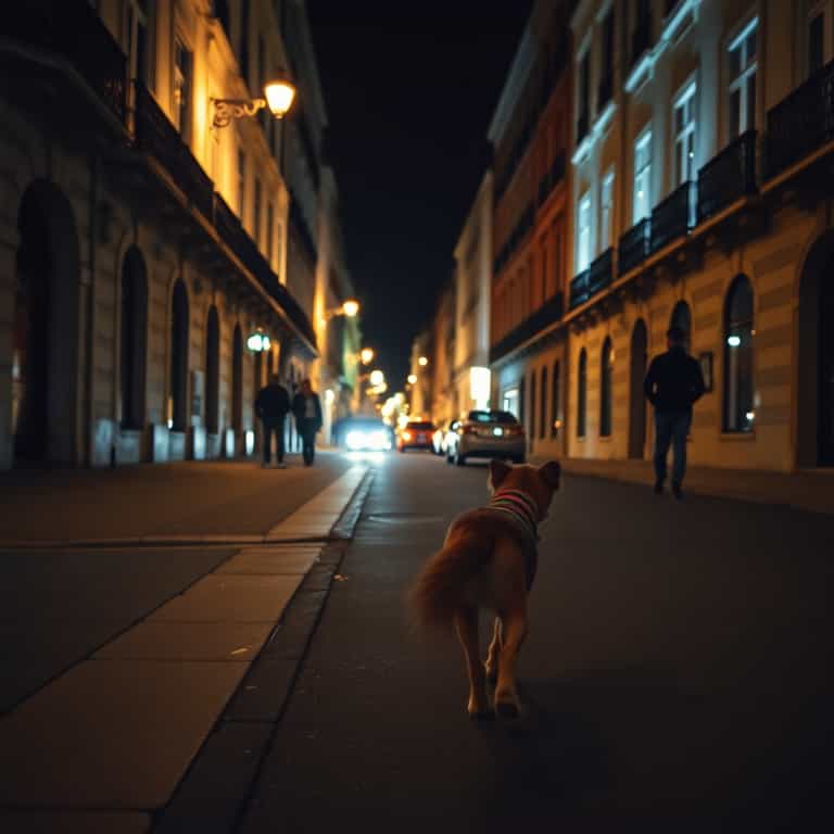Nighttime Stroll with a Canine Companion