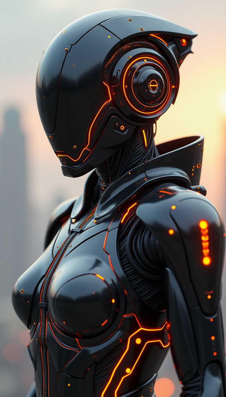 Futuristic Cyborg at Dusk