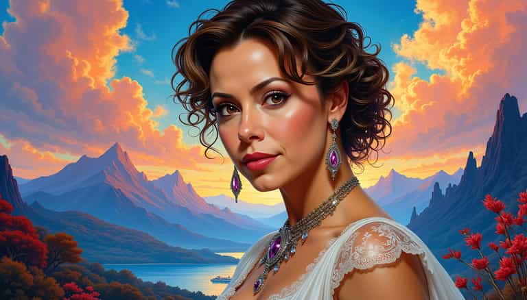 Enchanted Evening: Portrait Against a Fantasy Landscape