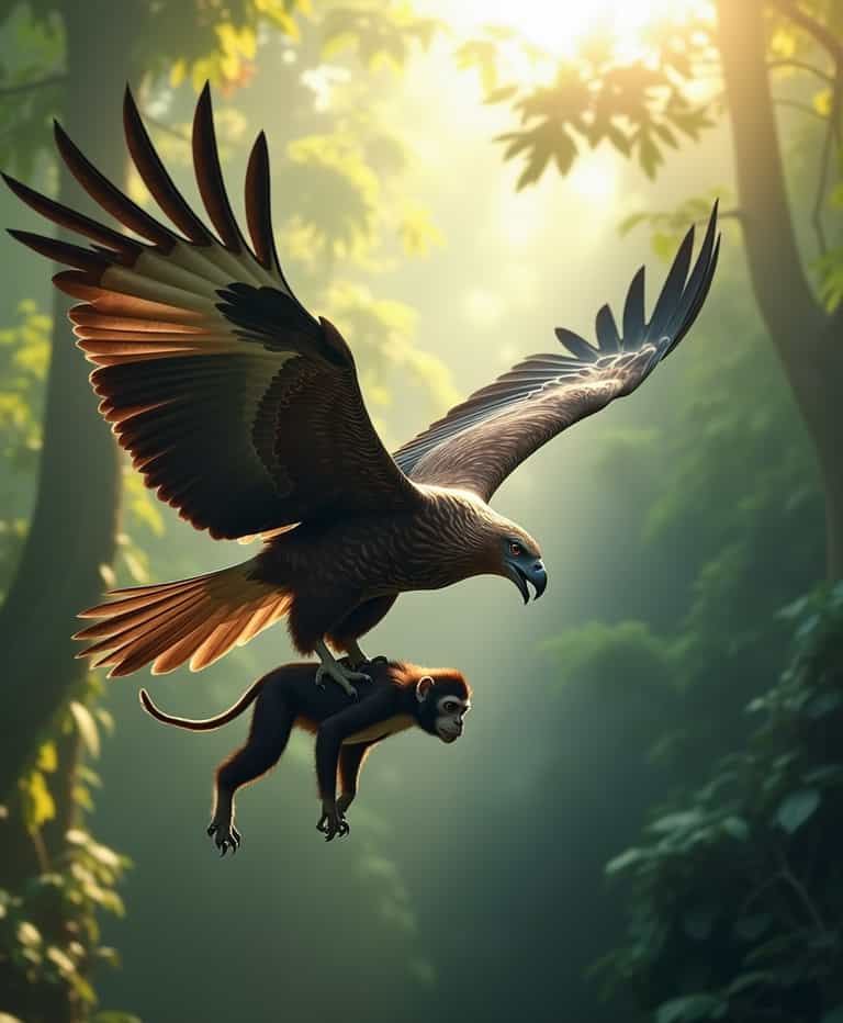 Eagle's Flight with a Monkey Companion