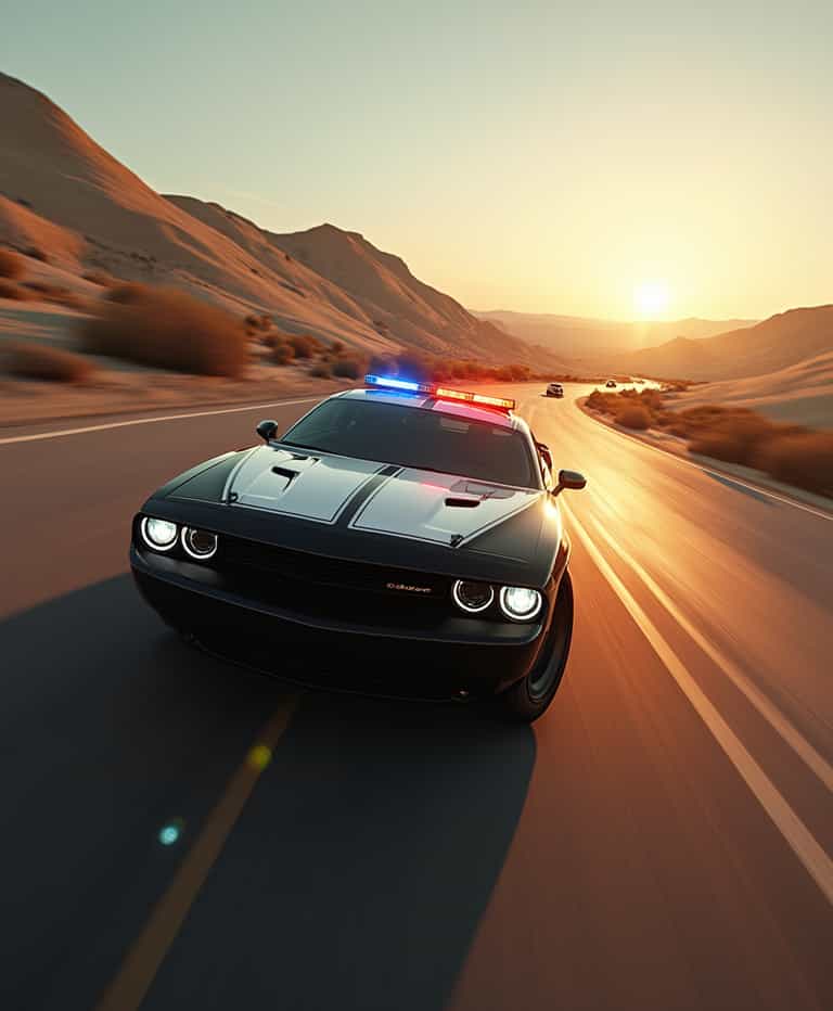 High-Speed Desert Pursuit at Sunset