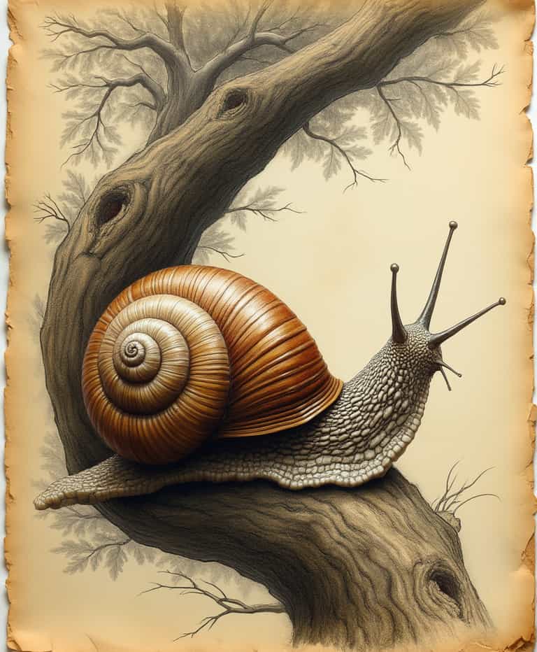 Nature's Spiral: A Snail's Journey