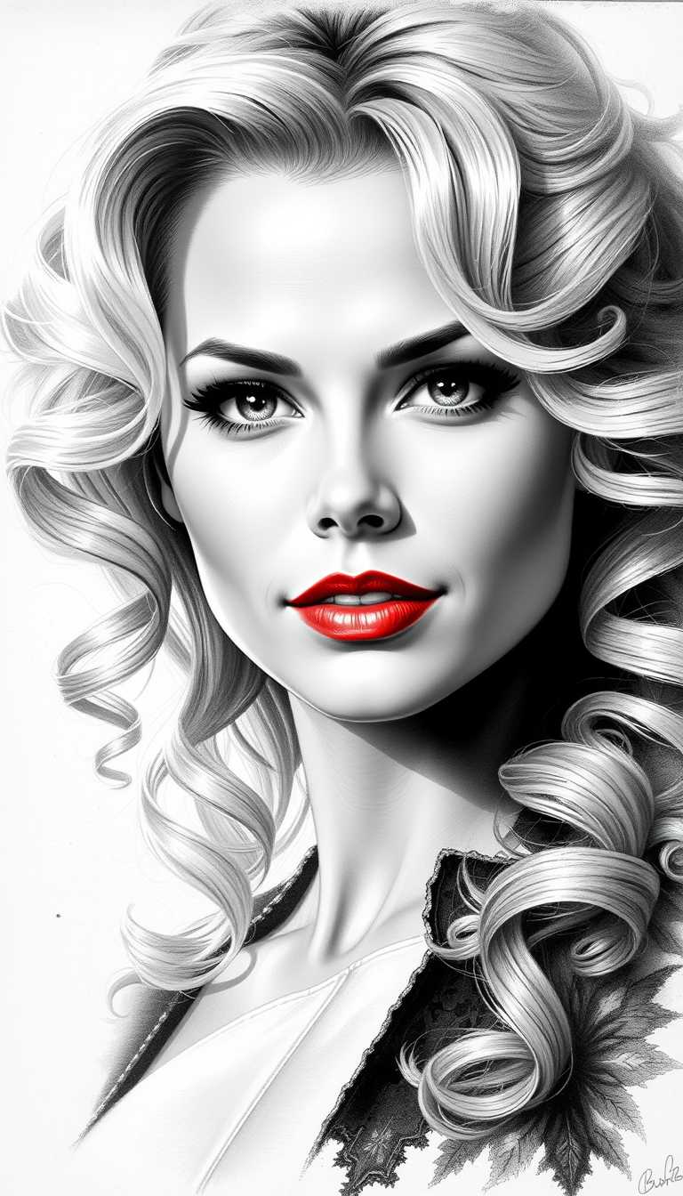**Scarlet Lips in Monochrome**