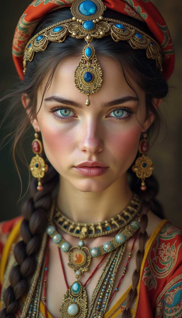 Regal Elegance: Portrait of a Woman in Traditional Adornment