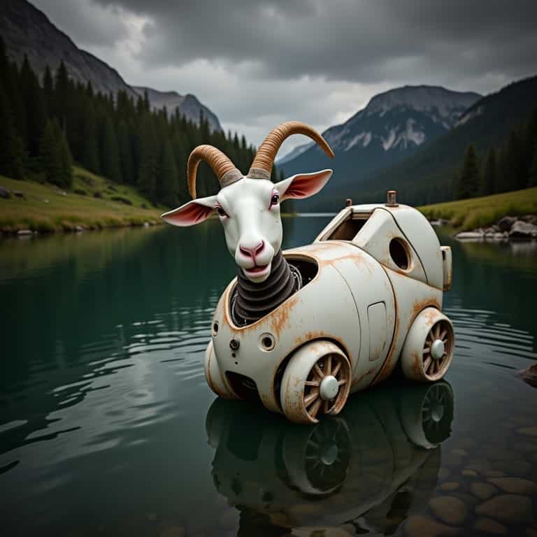 Mechanical Goat in Tranquil Waters