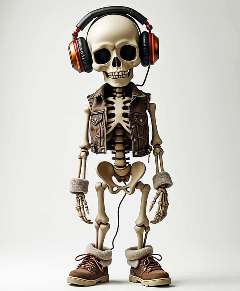 **Skeletal DJ: Modern Fashion Meets Macabre**